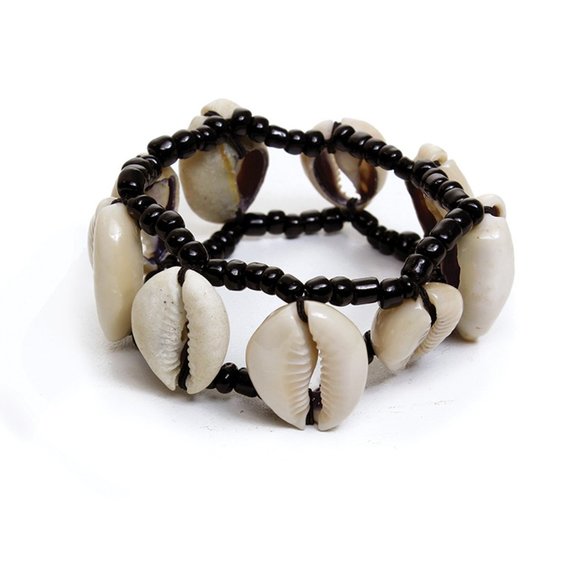 New Women's Black Cowrie Shell Bracelet - Picture 1 of 2